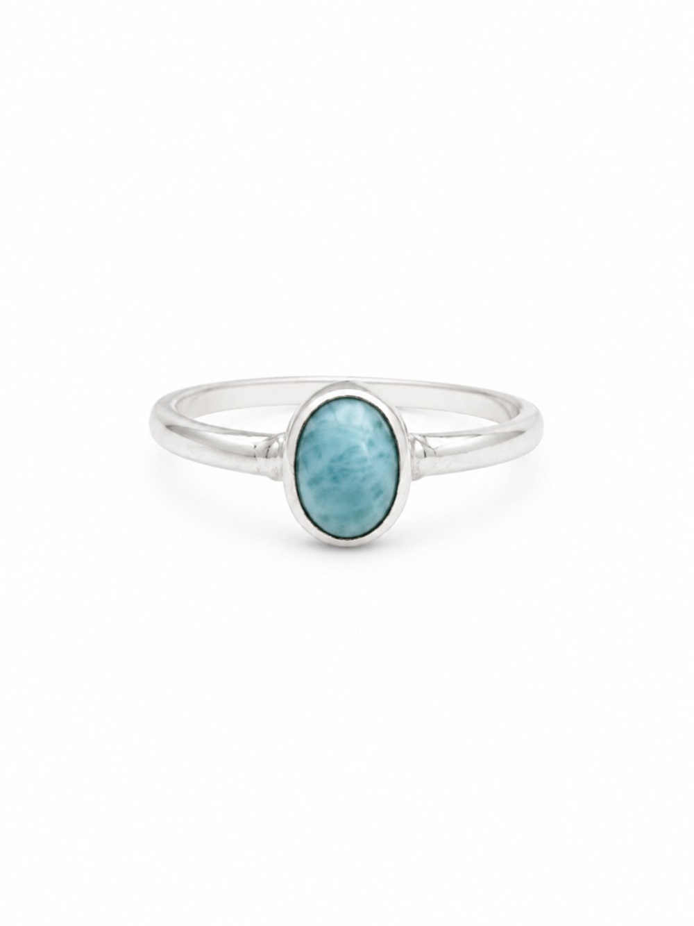 Oval Larimar Stacker Ring (S925)